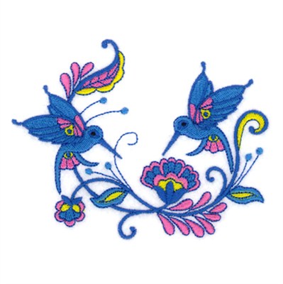 Jacobean Hummingbirds Machine Embroidery Design
