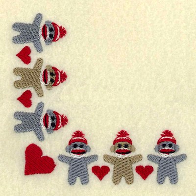 Baby Sock Monkey Corner Machine Embroidery Design