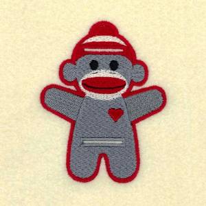 Picture of Sock Monkey Utensil Holder Machine Embroidery Design