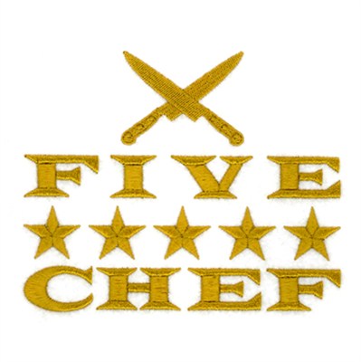 Five Star Chef Machine Embroidery Design