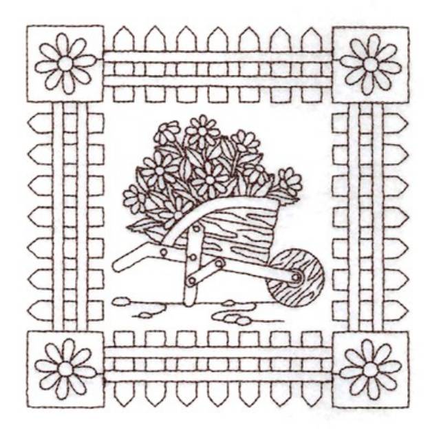 Picture of Wheelbarrow Quilt Square Machine Embroidery Design