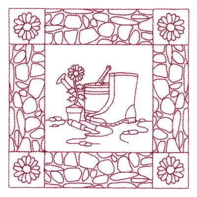 Gardening Quilt Square Machine Embroidery Design