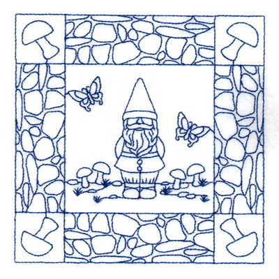 Garden Gnome Quilt Square Machine Embroidery Design