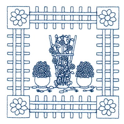Trellis Floral Quilt Square Machine Embroidery Design