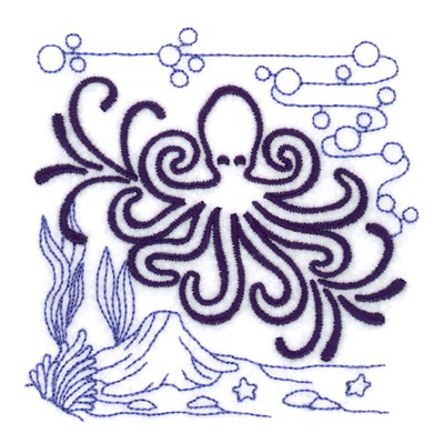 Octopus Echo Scene Machine Embroidery Design