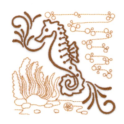 Sea Horse Echo Scene Machine Embroidery Design