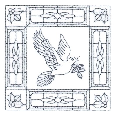 Christmas Dove Stipple Machine Embroidery Design