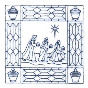 Picture of Christmas Three Wisemen Stipple Machine Embroidery Design