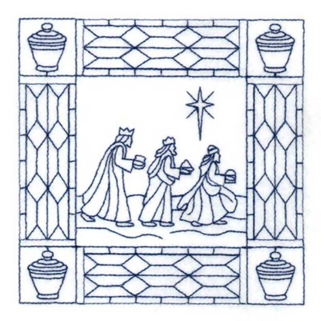 Picture of Christmas Three Wisemen Stipple Machine Embroidery Design