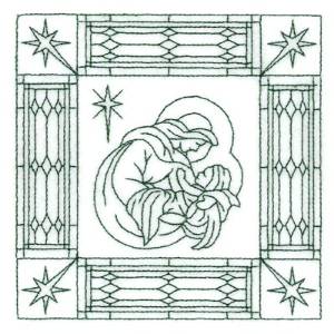 Picture of Christmas Mary and Jesus Stipple Machine Embroidery Design