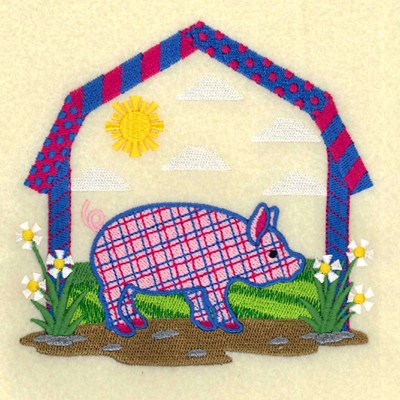 Barnyard Pig Machine Embroidery Design
