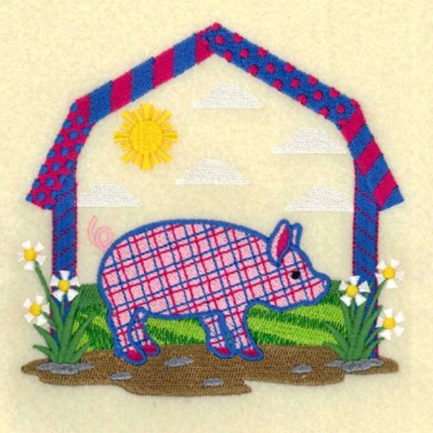 Picture of Barnyard Pig Machine Embroidery Design