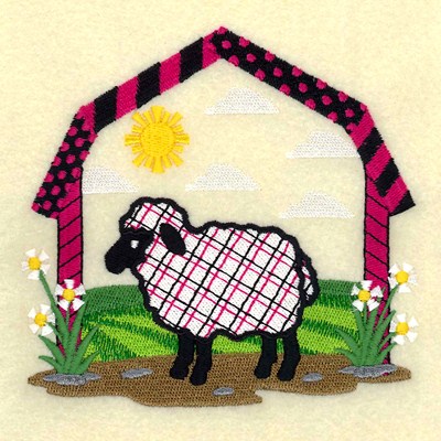 Barnyard Sheep Machine Embroidery Design