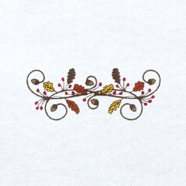 Picture of Swirly Leaves Acorn Border Machine Embroidery Design