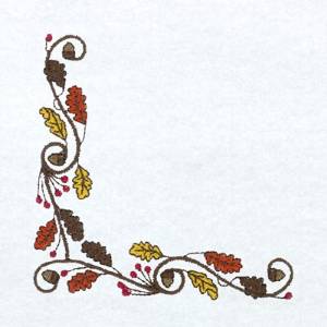 Picture of Swirly Leaves Acorn Corner Machine Embroidery Design