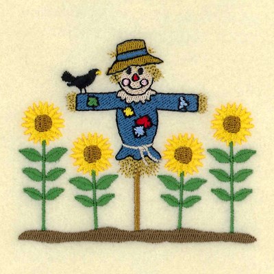 Scarecrow Sunflowers Machine Embroidery Design