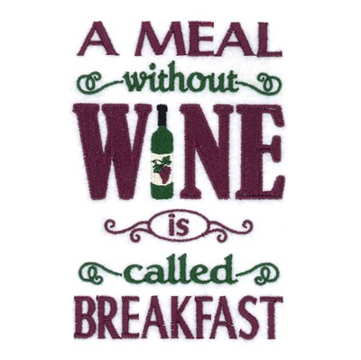 Meal Wine Machine Embroidery Design