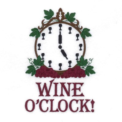 Wine OClock Machine Embroidery Design
