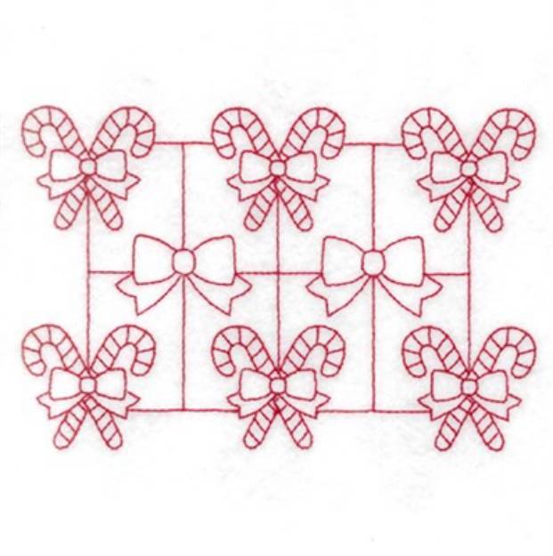 Picture of Candy Cane Stipple Square Machine Embroidery Design
