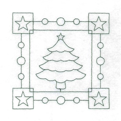Christmas Tree Stipple Square Machine Embroidery Design