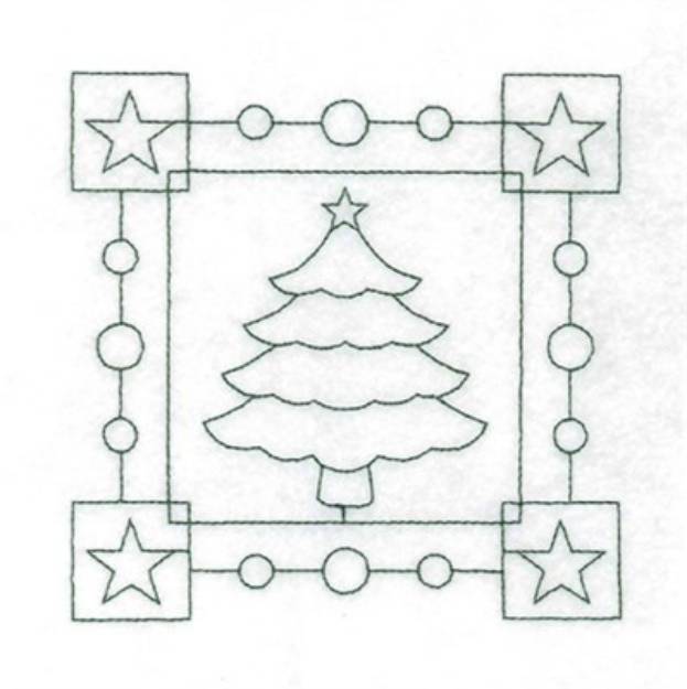Picture of Christmas Tree Stipple Square Machine Embroidery Design