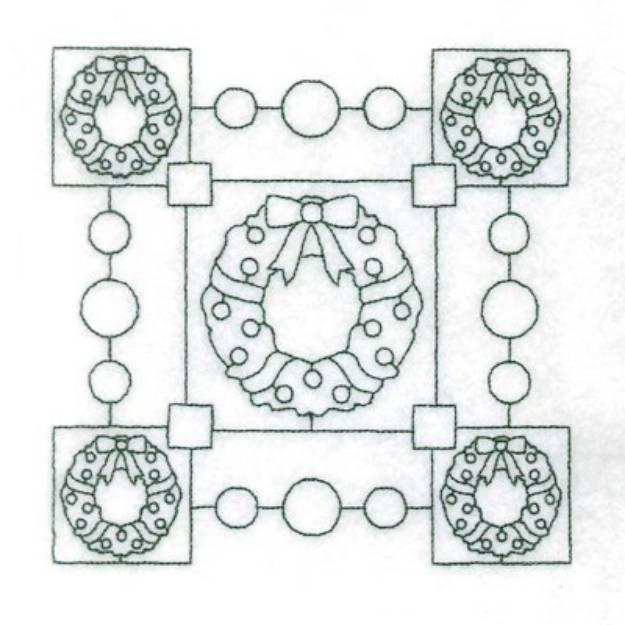 Picture of Xmas Wreath Stipple Square Machine Embroidery Design