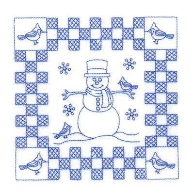 Snow Man Block Machine Embroidery Design