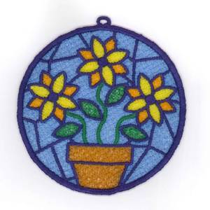 Picture of Flower Pot FSL Machine Embroidery Design