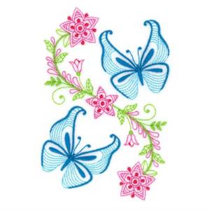 Picture of Butterflies Floral Machine Embroidery Design