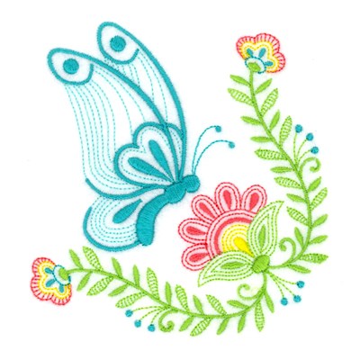 Butterfly  Bloom Machine Embroidery Design