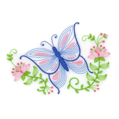 Floral Butterfly Machine Embroidery Design