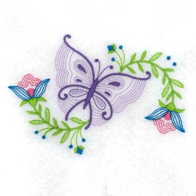 Flower Butterfly Machine Embroidery Design