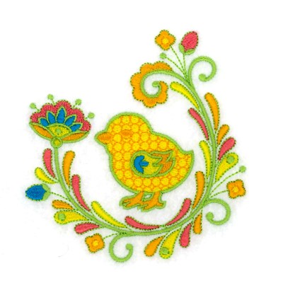 Jacobean Chick Machine Embroidery Design