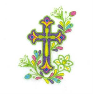 Picture of Floral Cross Machine Embroidery Design