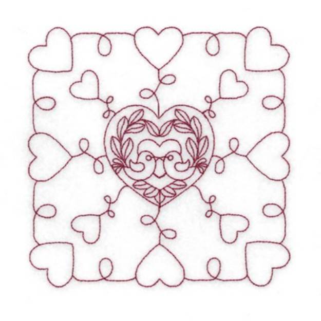 Picture of Love Bird Square Machine Embroidery Design