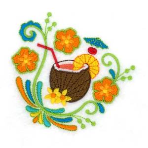 Picture of Jacobean Coconut Drink Machine Embroidery Design