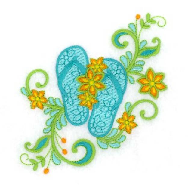 Picture of Jacobean Flip Flops Machine Embroidery Design