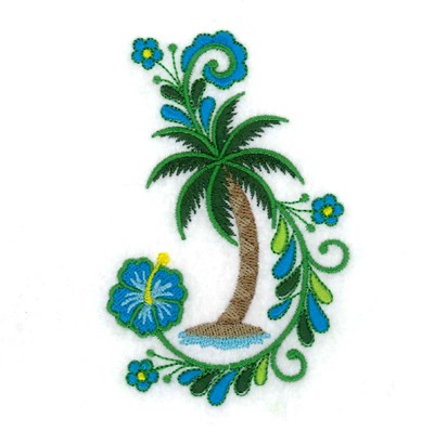 Jacobean Palm Tree Paradise Machine Embroidery Design