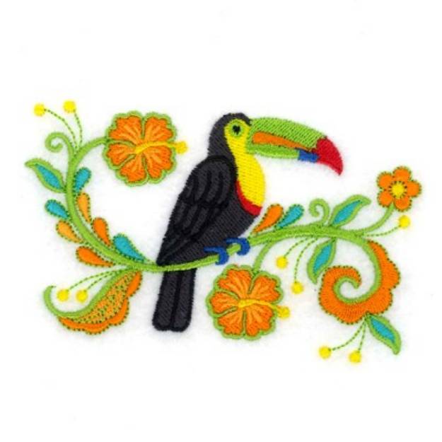 Picture of Jacobean Toucan Machine Embroidery Design