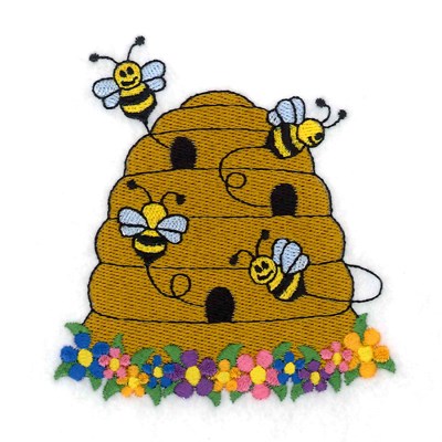 Bees and Hive Machine Embroidery Design