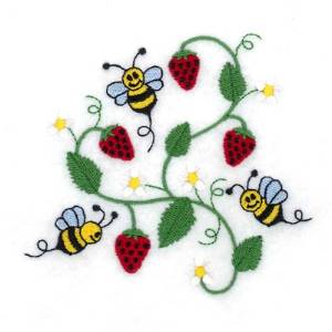 Picture of Bees and Strawberries Machine Embroidery Design