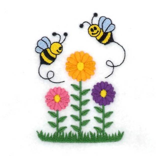 Picture of Bees and Daisies Machine Embroidery Design