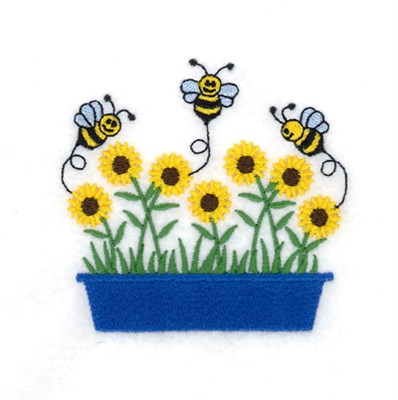 Bees with Sunflowers Machine Embroidery Design