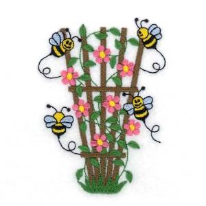 Picture of Bees On Trellis Machine Embroidery Design