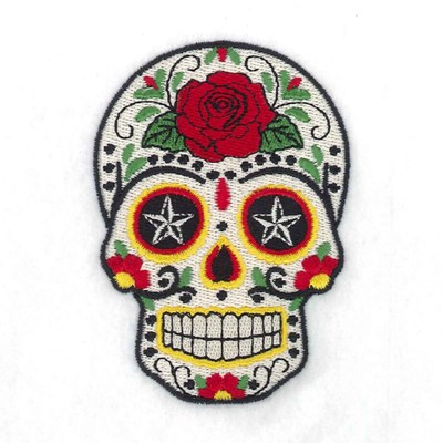 Rose Skull Machine Embroidery Design