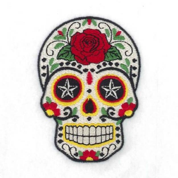 Picture of Rose Skull Machine Embroidery Design