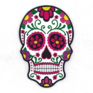 Picture of Floral Skull Appliqué Machine Embroidery Design