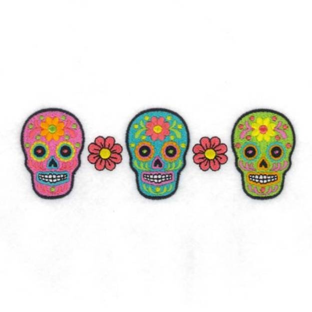 Picture of Skull Trio Machine Embroidery Design