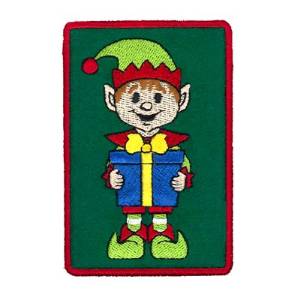 Picture of Christmas Elf With Gift Machine Embroidery Design