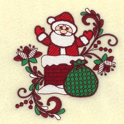 Jacobean Santa And Sack Machine Embroidery Design